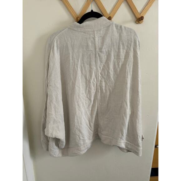 Madewell Cardigan Women's XL Linen Blend Cropped Robe Jacket Tan Relaxed Fit - Picture 9 of 9